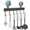 Feirdhoo 30CM Support Ustensiles Cuisine Sans Percer, 20KG de Charge Porte Ustensiles Cuisine Mural, 6 Crochets Mobiles, Ventouse Barre à Crochets Cuisine Amovible - Alliage Aluminium