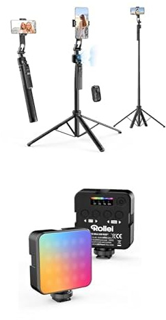 Bundle of Rollei Easy Creator Quadpod mit AI Tracking und Rollei Lumis Mini RGB Kamera Licht