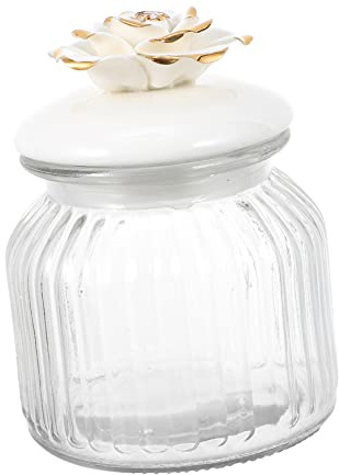 BESTYASH Barattolo Vetro Trasparente per Alimenti con Contenitore per Conservazione Tè e Dolci Design Cucina e Casa