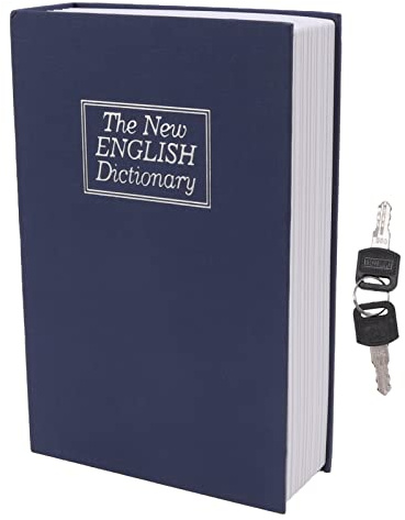 Coffre-fort portable en forme de livre, avec serrure et clé, pour la maison et le bureau, en alliage d'aluminium ABS, 160 x 55 x 240 mm (Bleu)