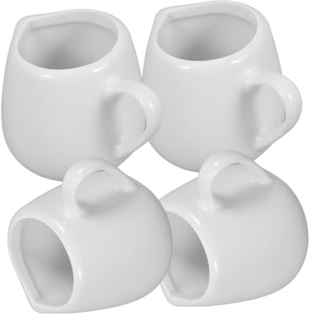 Ipetboom Mini Pichets Pour Sauce En Porcelaine Blanche 50 Ml Avec Anse, Bec Verseur Anti-goutte, Lot De 4, Récipient à Expresso Pour Café, Lait, Sauce, Usage Culinaire Et Service à Table