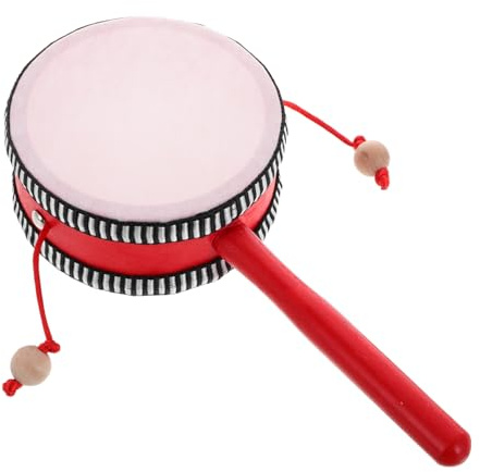 LALADEFIEE Tambourin Rouge en Pet pour Tout-petits, Instrument de Percussion Traditionnel sans Bavures, pour Éveil Auditif en Maternelle