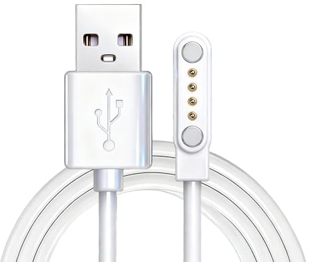 Universel Chargeur Montre Connectée Magnétique, Chargeur Smart Watch avec Connecteur à 4 Pôles, pour Montres Connectées et aux Trackers d'activité, Espacement des Contacts du Charg eur 7,62 mm