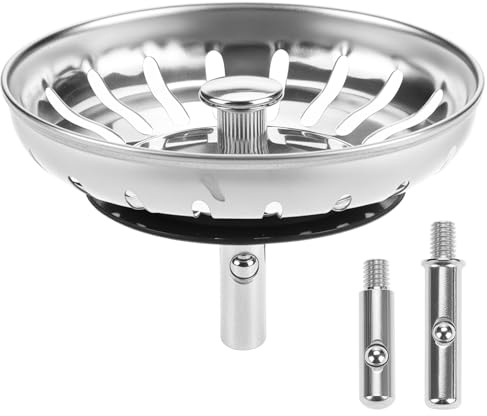 QWORK® Colador de Fregadero 80 mm de Acero Inoxidable 304 con Pasadores de 3,2 cm y 2,5 cm - Filtro Tapón Antióxido para Lavabo