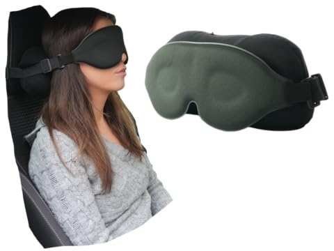 Reiso Works VacayNap resekudde för bil och tåg med integrerad sovmask, ergonomisk nackstödskudde, 360° grepp, justerbar och andas, perfekt för långa resor, resor väsentligheter