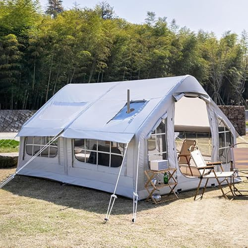 Aufblasbares Campingzelt mit Pumpe, einfacher Aufbau für 2-8 Personen, 4-Jahreszeiten-Glamping Outdoor Air Blow Up Familienzelt