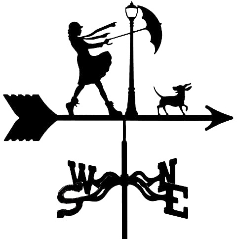 Veletas para Exteriores,Veleta de Metal Patio con Montaje en Techo,dirección del Tiempo,Arte Retro Hierro,Creativo Profesional