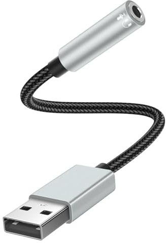 Tanzato Adaptateur USB vers Jack 3,5 mm | Convertisseur Stéréo USB Mâle vers Jack Auxiliaire avec PC, Laptop, Desktop, PS4