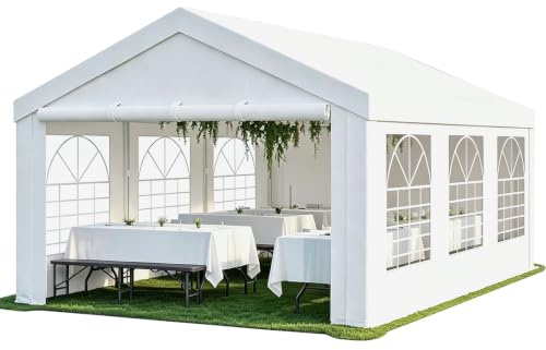 JUMMICO Pavillon Partyzelt 4x6 Wasserdicht Stabil PE Plane 450 N 170g Gartenzelt UV Schutz 50+ Zelt Festzelt Bierzelt Gartenpavillon für Garten, Party, Festival, Hochzeit, weiß