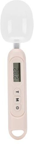 Yusat Digital skedvåg, 500 g x 0,1 G, noggrannhet 7 enheter, elektronisk livsmedelsvåg med LCD-skärm för kök, bakning, djurmat, kaffe (beige)