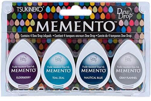 Tsukineko MD-100 bis 18 Memento Dew Drop Dye Stempelkissen 4-Pkg-Delphin-Spiel, Multiple Colours