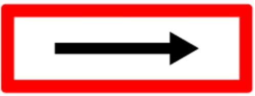 LEMAX® Feuerwehrschild, Richtungspfeil - DIN 4066 Alu geprägt weiß/schwarz/Randfarbe: rot 594x210mm