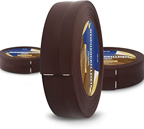 DQ-PP WEICHSOCKELLEISTE – 5m – schokolade – 32x23mm – PVC – selbstklebend – Knickwinkel Fussleisten Gummileiste Sockelleiste Winkelprofil Abschlussleiste Bodenleiste