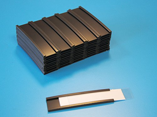 100 Stück magnetische C-Profil Etikettenhalter 20 mm hoch x 75 mm lang mit Kartonstreifen und PVC-Klar-Streifen