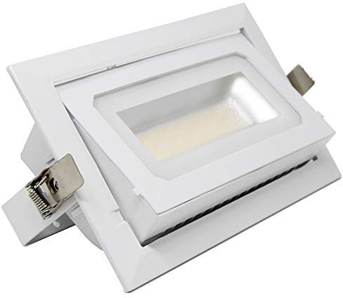 FactorLED Foco Proyector LED 40W, Rectangular 120º, Empotrable, Orientable, Iluminación Interior, Focos para Comercios, Luz Seleccionable CCT 3000K 4000K y 5700K