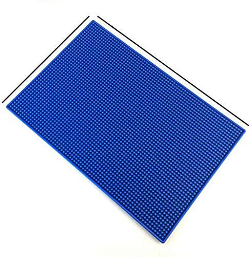ausuky - Alfombrilla de Goma para Barra de Bar Grande con Bandeja de Goteo de Cristal para Cerveza y Bebidas, Base para Pubs, Clubes, Barras y Accesorios, Azul, 30 * 45cm