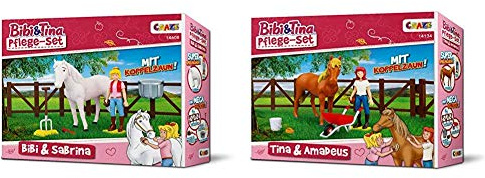 CRAZE 14608 Set Bibi & Sabrina Tina BIBI & Tina Pflege Pferdeset Pferdefiguren Spielfiguren Bibi und Pferd Sabrina & Pflege Tina & Amadeus BIBI & Tina Spielfiguren Set Pferde Pflegeset Tina