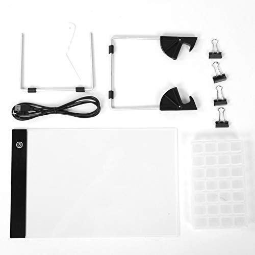 Fydun A4 LED-Lichtpad für Diamantmalerei Light Box Dimmbares Rückfahrlichtbrett, einstellbare Helligkeit Diamantlackierwerkzeuge mit abnehmbarem Ständer