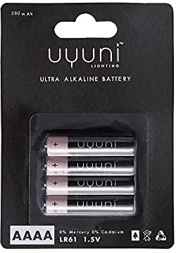 Uyuni Lighting |Ultra Alkaline Recyclable AAAA Batteries | 1.5V, 580mAh | 4 Pack
