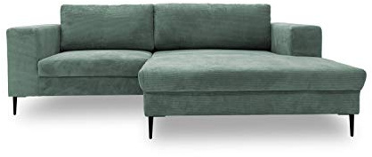 DOMO Collection Modica Ecksofa, moderne L-Form, kleine Ecke, Eckcouch, Sofa Eckgarnitur, Cord, türkis, 244x173x83