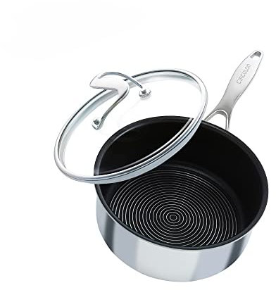 Circulon SteelShield C Series - Casseruola in acciaio inox da 18 cm/1,9 l, pentola a induzione con coperchio ibrido antiaderente, adatta per utensili in metallo e lavabile in lavastoviglie