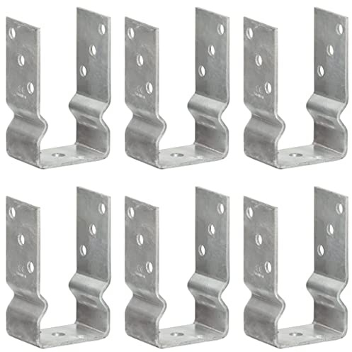 vidaXL 6x Pfostenträger U-Form Pfostenlasche U-Pfostenträger zum aufdübeln mit Sicke Feuerverzinkt Silbern 8x6x15cm Verzinkter Stahl