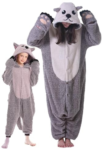 DarkCom Animal Onesie for Kids,Flannel Cosplay Sea Otter Halloween Costume Parent-Child Sleepwear for Girls Boys 4-5 T