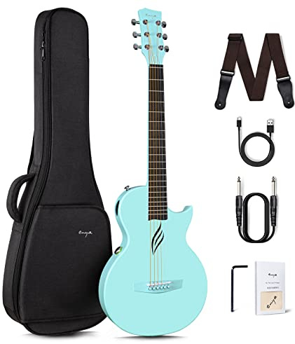 Enya Guitarra Eléctrica Acústica Infantil - 35 Azul Nova Go SP1 Guitarra Electroacustica Principiantes con cable de carga Smart AcousticPlus Pickup Cable de Audio para Niños Adulto Viaje Concierto