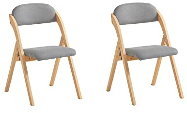 SoBuy Klappstuhl Holz 2er Set, gepolstert & fertig montiert, 47,5x77x59cm | Küchenstuhl ergonomisch & faltbar, Bezug abnehmbar & waschbar, 120 kg Tragkraft, für Küche & Esszimmer & Balkon, FST92-Nx2