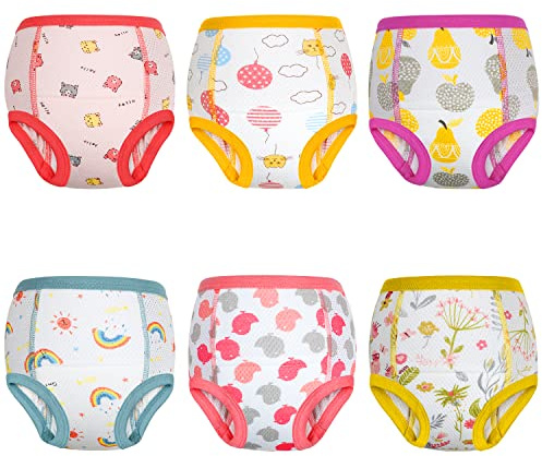 MOEMOE BABY Pantaloni per l'addestramento al vasino, 6 Pezzi di Mutande per l'addestramento al vasino per Bambini e Bambine, Rosa, 5 Anni