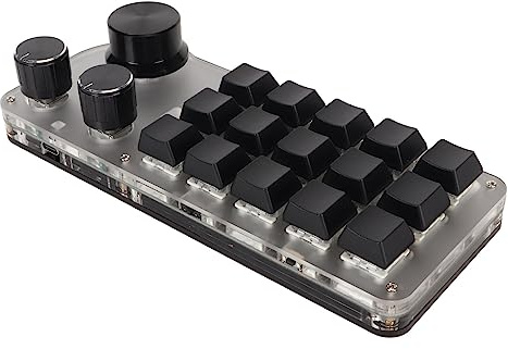 Vikye One Handed Programmable Mechanical Keyboard,15 Keys Programming KeyPad with 3 Knobs,Type C Wired Bluetooth 2.4G Wireless Three Mode Connection,DIY Programmable Gaming Keyboard
