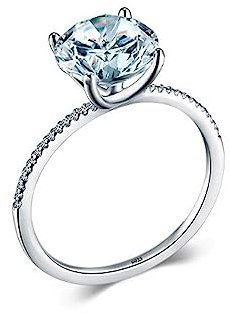 Bellitia Jewelry Damen CZ Diamant Solitärring 925 Sterling Silber Weißvergoldet/Vergoldet Ringe mit Zirkonia im Brillantschliff, Verlobungsring Vorsteckring Trauring, 3ct