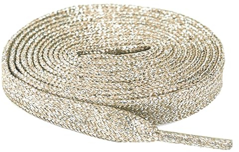 Anopo 2 Paires Lacets Plats Pailletés Largeur 10 mm Or Clair 140cm