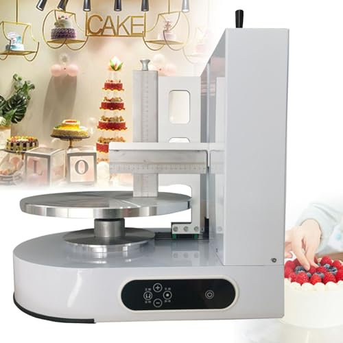 Hydravex 4-12 Inch Automatic Cake Icing Machine, Adjustable Cake Icing Smoother Tool, Baking Birthday Cake Frosting Machine, Cake Decorating Coating Machine for Birthday Cake Cream,White