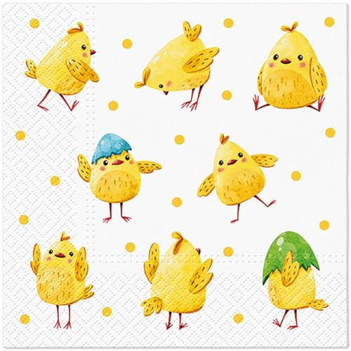 20 Servietten Ostern Verrückte Küken als Tischdeko. Papierservietten mit Motiv. Auch für Decoupage und Serviettentechnik 33x33cm