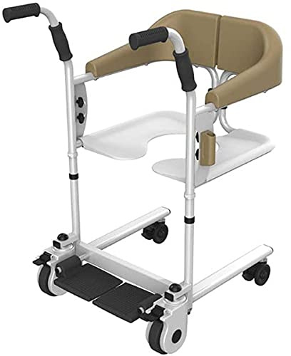 Dusch- och toalettrullstol med hjul av aluminiumlegering, multifunktionell helkropps-patientöverföringslyft för äldre och funktionshindrade personer med vadderad sits, användning i