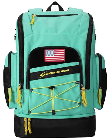 Maelstrom Mochila de natación, bolsa de natación de 35 litros con compartimento separado para zapatos, bolsa de equipo de natación, mochila de gimnasio para atletas para hombres y mujeres, aguamarina,