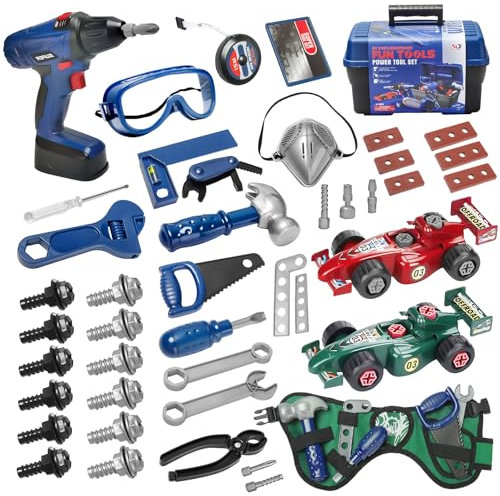 UCAMP 95pcs Werkzeugkoffer Kinder Werkzeug mit Werkzeugkasten,Kinder Werkzeug Spielzeug Set,Elektrische Spielzeug Bohrmaschine, Lernspielzeug für Jungen und Mädchen ab 3 Jahren
