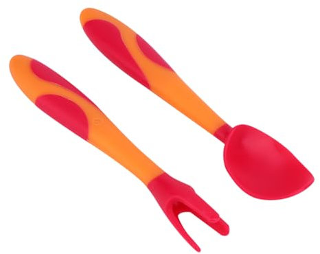 VICASKY 1satz Junge Mädchen-besteck Für Esslernen Ergonomischer Löffel Und Für Kleinkinder -freies Kunststoffbesteck Rot Für Junge Mädchen Unter Jahren Mit Rutschfestem Griff Und