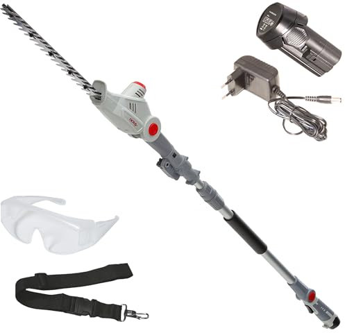 IKRA Akku Teleskop Heckenschere IATHS 1241 inkl. Akku & Ladegerät, Schnittwinkelverstellung bis 135°, inkl. Schutzbrille