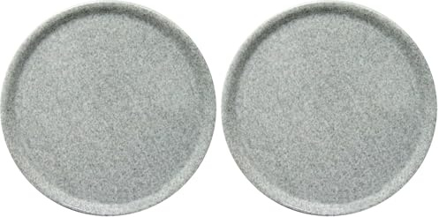 HENDI Assiette à pizza ronde, porcelaine, motif: granite, conviennent pour la lave-vaisselle et les fours à micro-ondes, ⌀330 mm, gris (Lot de 2)