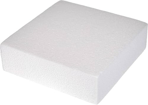 Base per Torte in Polistirolo, Quadrata 20x20 cm, Altezza 2,5 cm, Bianco