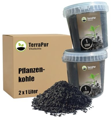 Miller TerraPur Vitalkohle 2 x 1 L – Pflanzenkohle & Bodenaktivator für Terra Preta I Biokohle Bodenverbesserer für Humusaufbau, Kompost, Hochbeet & Garten I Schwarzerde-Effekt, ohne Zusätze