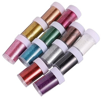 Gadpiparty 12Stücke Teiliges Nagelglitterpulver Verschiedenen Farben Geruchsneutral Für Nail Art Designs Und Bastelprojekte