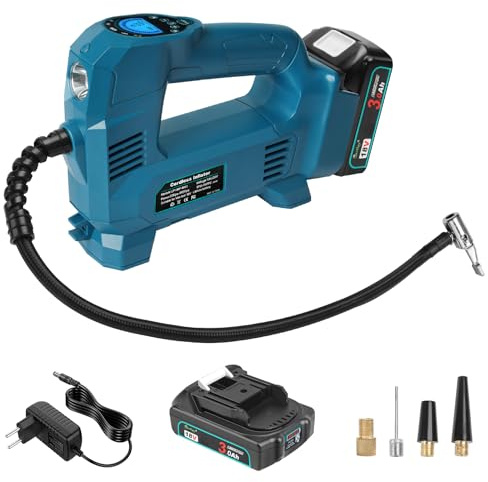 Kabelloser Akku Kompressoren kompatibel mit Makita 18V Akku 150PSI mit LED Licht Digitalanzeige und Autostop tragbare Luftkompressor mit Akku Ladegerät und Ventiladaptern