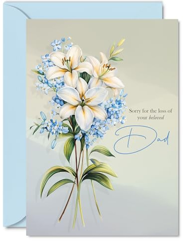 Trauerkarte Verlust des Vaters – Floral Deepest Sympathy Flowers – Trauer Trauerkarten für Erwachsene, A5 Beileid Thinking of You Grußkarten