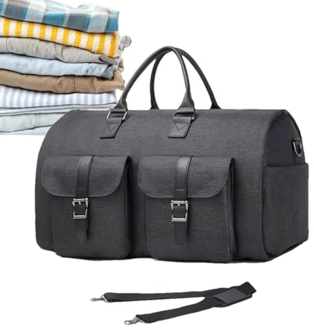 Duffelkläder Weekend - Duffel med luftfack, konvertibel flygväska | Mångsidig transport med säkra dragkedjor, vikbar struktur lätt att, Mörkgrå, Se référer au descriptif, Se beskrivningen
