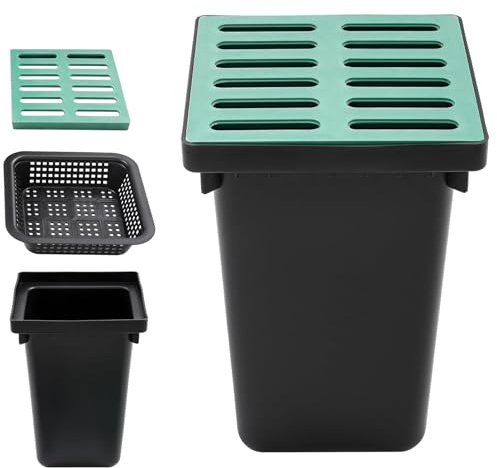 MEUBLLY Catch Basin for Drainage with Debris Basket, Catch Basin for Drainage with Grate, French Drain sink, No Pre-Drilled Holes for Patios, Downspouts, Lawns, Municipal Plumbing