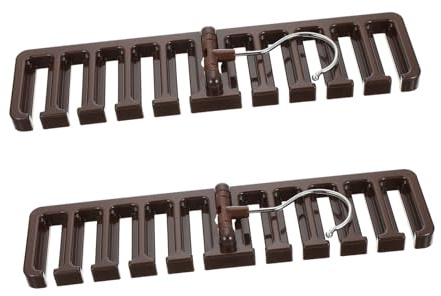 Appendi Cinture da Armadio 2 Pezzi in Plastico Marrone | Multi-slot Hanger per Scialli e Cinture, per Guardaroba e Lavanderia, Organizer Salvaspazio Cinghie di Fissaggio