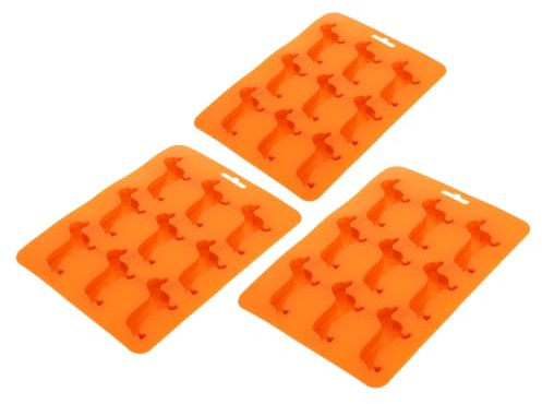 Ciieeo 3pièces Moule à Glaçons Silicone Cases Chien Diy Moule Esquimaux Bac Glace Flexible Antiadhérent Accessoire Cuisine Polyvalent Orange
